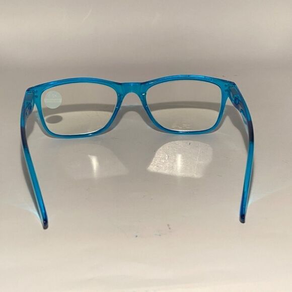 1440 Helen 2.5 Reading Glasses Thin Rectanle Bluelight Filter Blue Frames NWT main image 5
